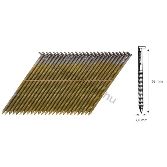 28/63 GYŰRŰS síktáras gépi szeg 34° (2200 db) Bostitch fém kötésű