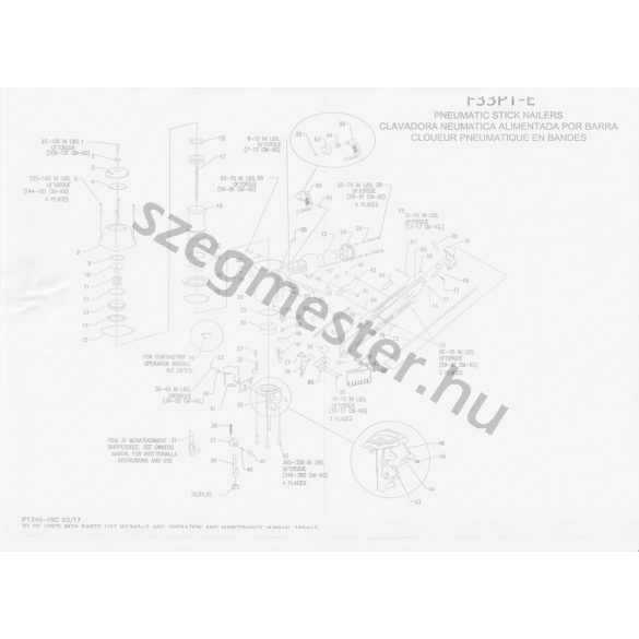 Bostitch F33PT-E szegező alkatrészei