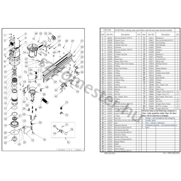EVERWIN FSN130B szegező alkatrészei