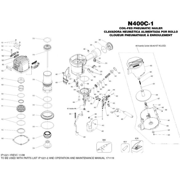 Bostitch N400C-1-E szegező alkatrészei