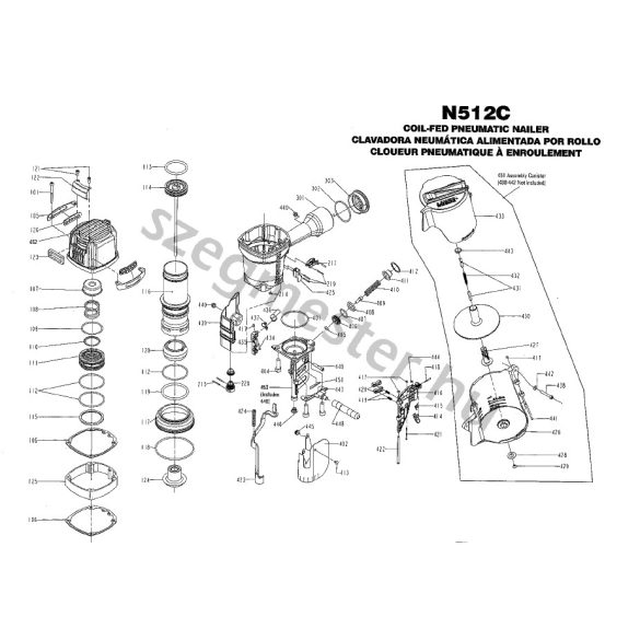 Bostitch N512 szegező alkatrészei