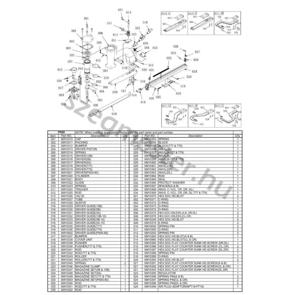 EVERWIN PS50-80-A tűzőgép alkatrészei