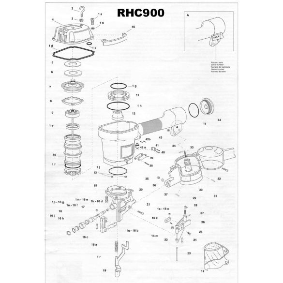 Atro RHC900 szegező alkatrészei