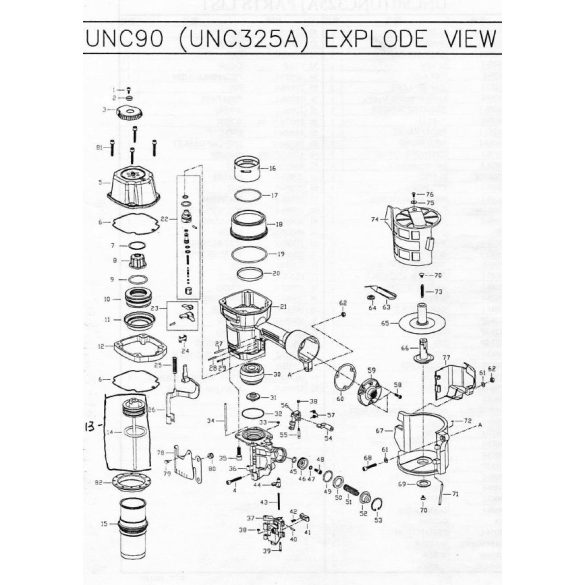 Unicatch UNC325 szegező alkatrészei