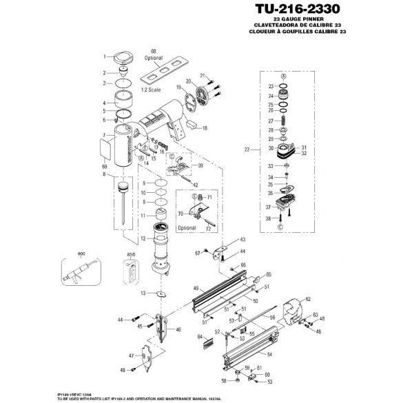 Bostitch TU-216-2330K-E Mini pin szegező