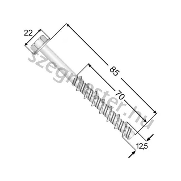 Betoncsavar Hatlapfejű 12,5mm x 85mm