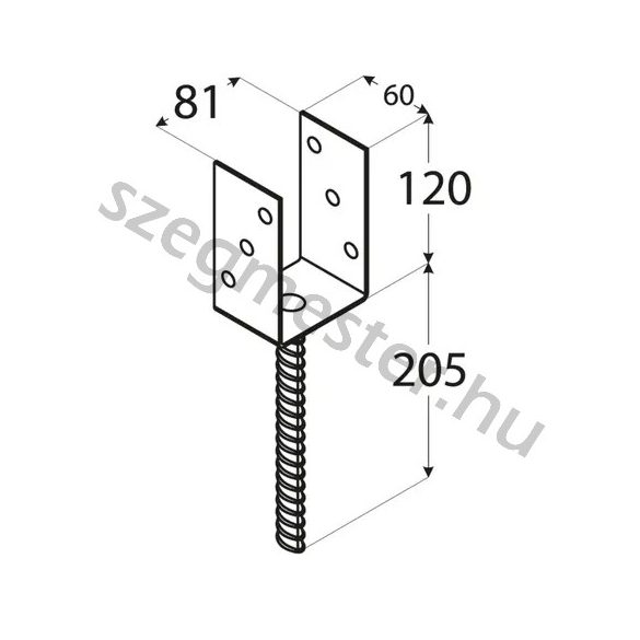 Oszloptartó kehely 80mm Betonozható Fekete