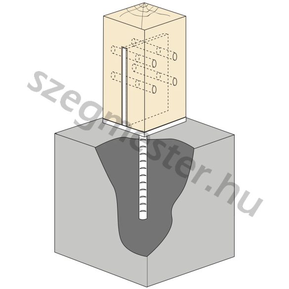 Oszloptartó kehely, betonozható "T" profilú