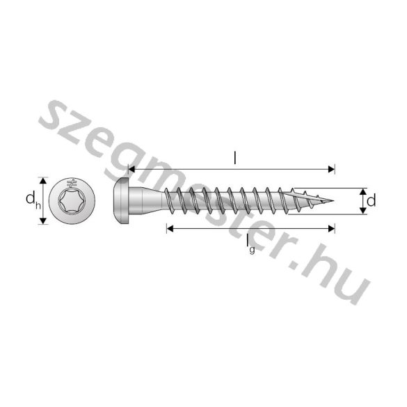 Vasalat rögzítő csavar 5,0 x 50mm TX20 (CSA)